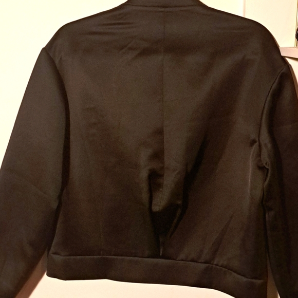 #72 Cameo Satin Black and Blue Raised Stunning Design Bomber Jacket 😍 - Picture 4 of 4